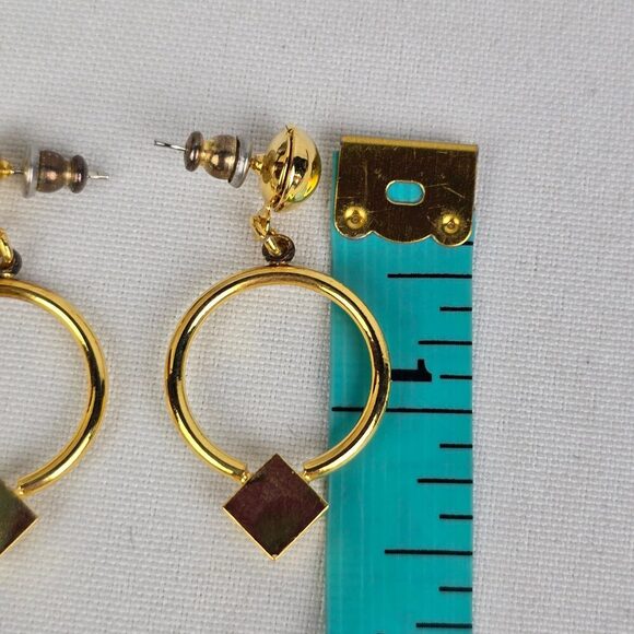 Vintage 80s Gold Tone Crystal Drop Earrings - Picture 4 of 4